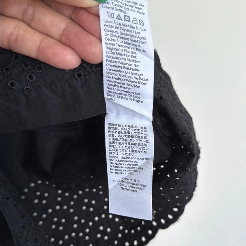 J. Crew Black Pleated Button-Down Top